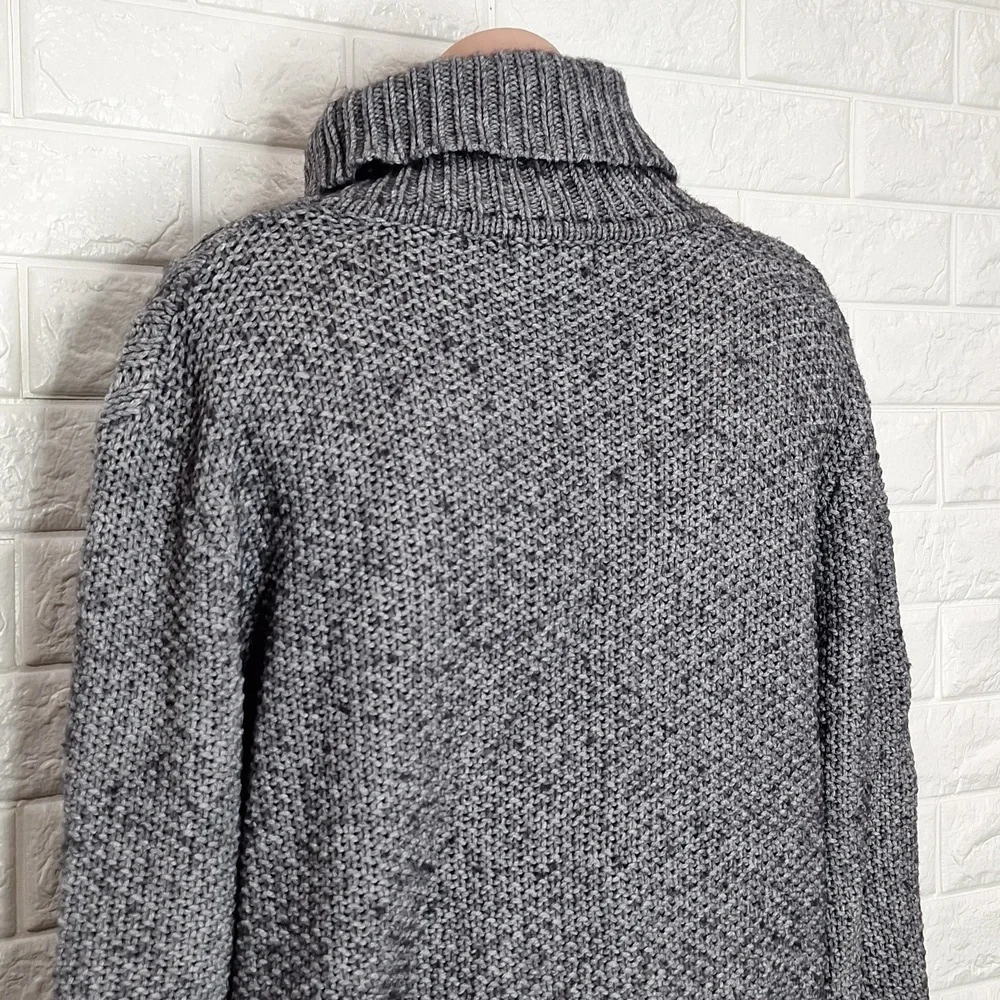 LAUREN HANSEN Knit Crochet Turtleneck Long Sleeve Sweater